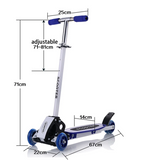 Trottinette enfant 3 roues lumières bleu dimensions